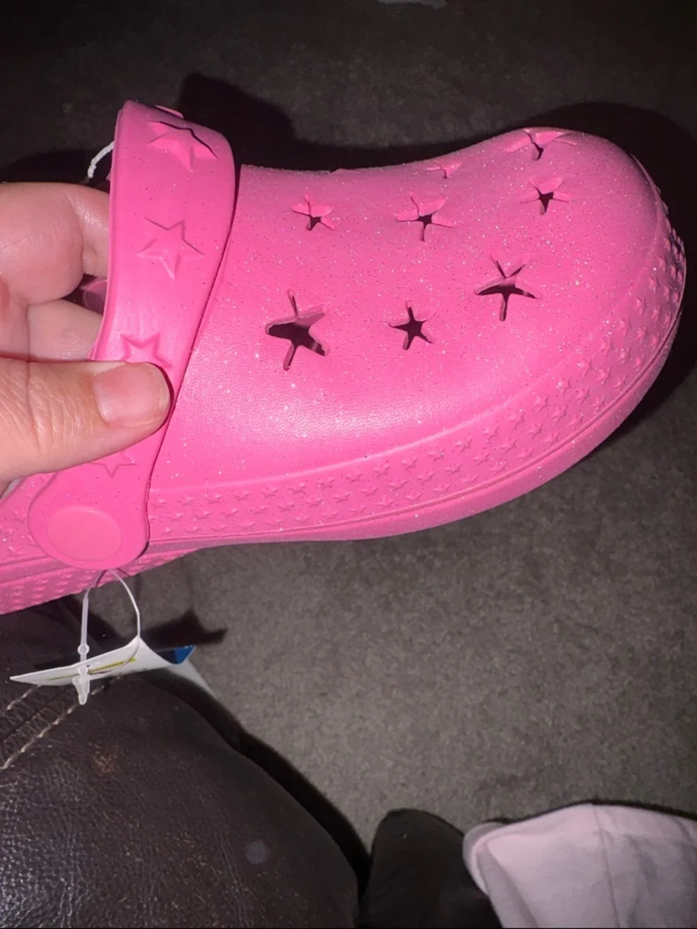 New Girls Pink Star-Cutout Slip-On Sandals size 2/3